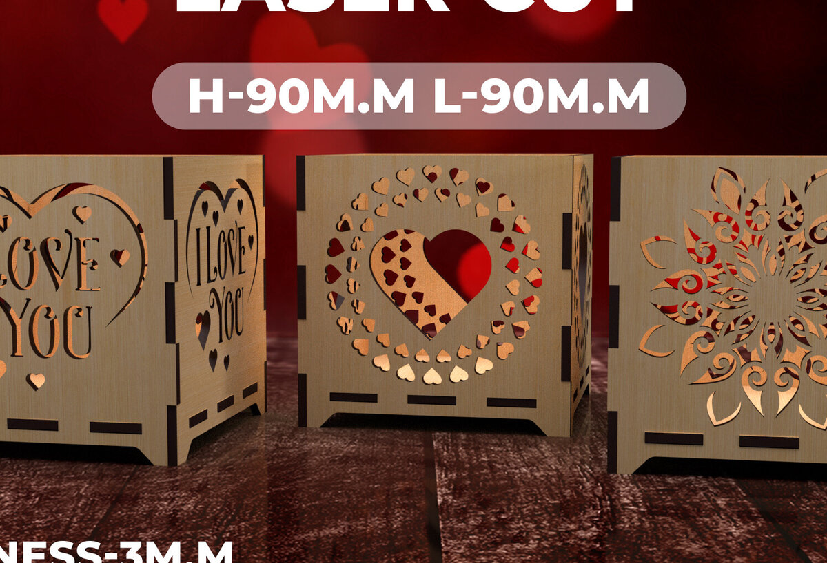 Intra απο ξύλο plywood 3mm-4mm πάχος – Κεριά για την Ημέρα του Αγίου Βαλεντίνου Κοπή λέιζερ 1 Δίασταση  20x20 cm INTRAFABR-85108644