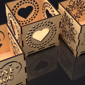 Intra απο ξύλο plywood 3mm-4mm πάχος – Κεριά για την Ημέρα του Αγίου Βαλεντίνου Κοπή λέιζερ 1 Δίασταση  20x20 cm INTRAFABR-85108644 - Image 2