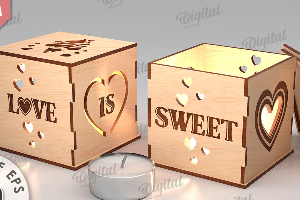 Intra απο ξύλο plywood 3mm-4mm πάχος – Κηροπήγιο Αγίου Βαλεντίνου Δίασταση  20x20 cm INTRAFABR-112098244