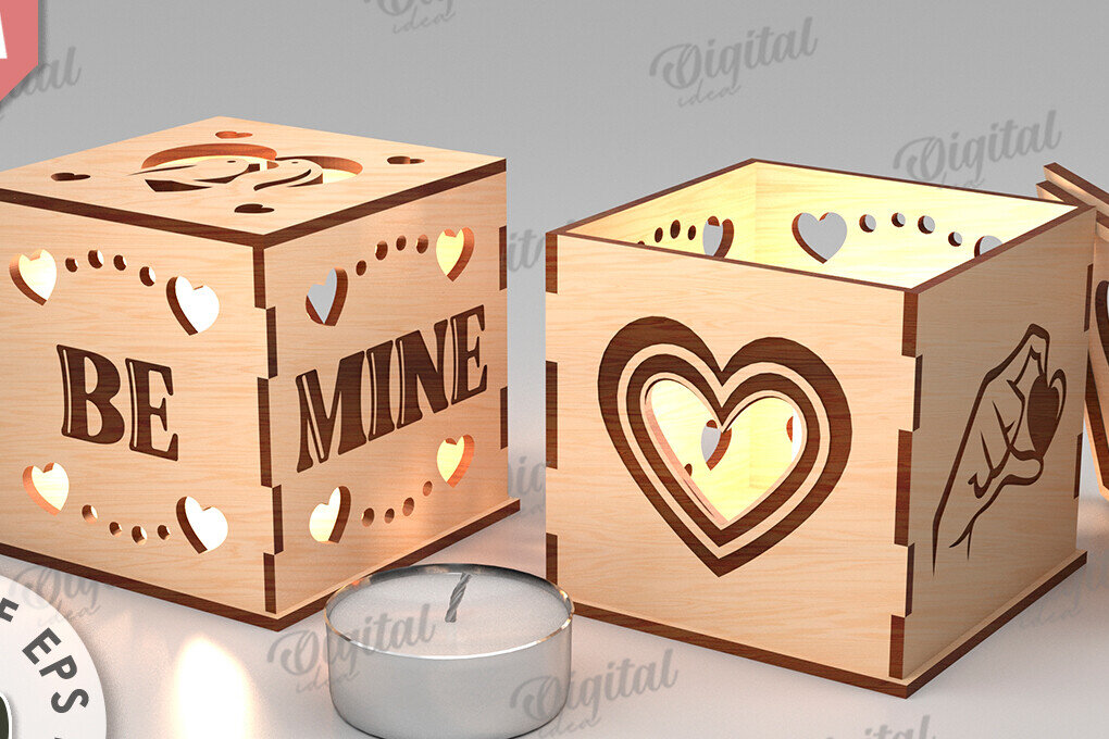 Intra απο ξύλο plywood 3mm-4mm πάχος – Κηροπήγιο Αγίου Βαλεντίνου Δίασταση  20x20 cm INTRAFABR-112098269