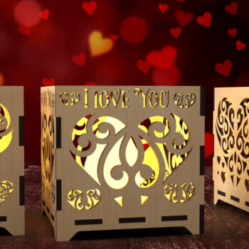 Intra απο ξύλο plywood 3mm-4mm πάχος – Κεριά για την Ημέρα του Αγίου Βαλεντίνου Κοπή λέιζερ 2 Δίασταση  20x20 cm INTRAFABR-85108652 - Image 2