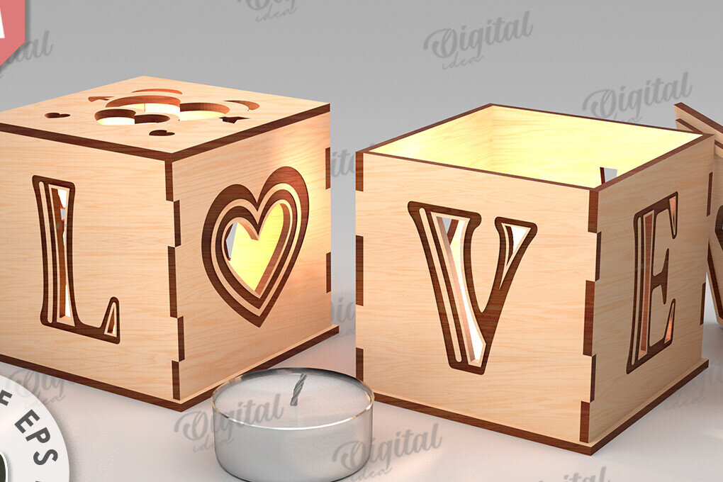 Intra απο ξύλο plywood 3mm-4mm πάχος – Κηροπήγιο Αγίου Βαλεντίνου Δίασταση  20x20 cm INTRAFABR-112097066