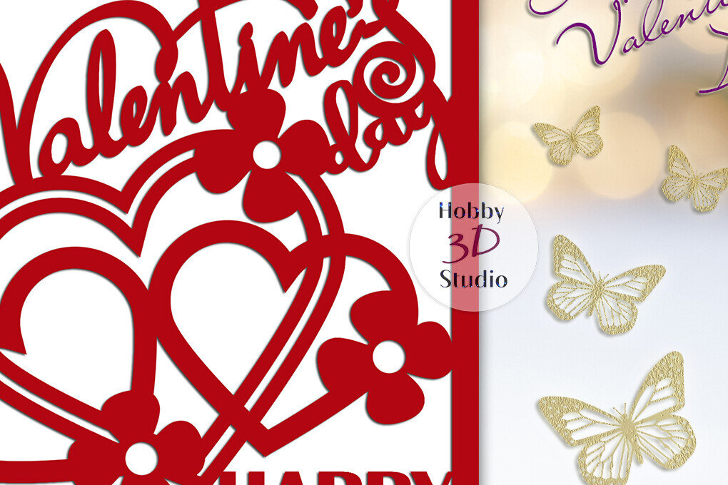 Intra απο ξύλο plywood 3mm-4mm πάχος – Πρότυπο αποκοπής κάρτας για την ημέρα του Αγίου Βαλεντίνου Δίασταση  20x20 cm INTRAFABR-90012961