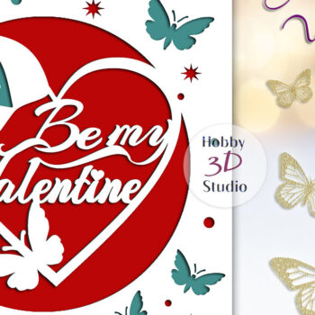 Intra απο ξύλο plywood 3mm-4mm πάχος – Πρότυπο αποκοπής κάρτας για την ημέρα του Αγίου Βαλεντίνου Δίασταση  20x20 cm INTRAFABR-89842148 - Image 1