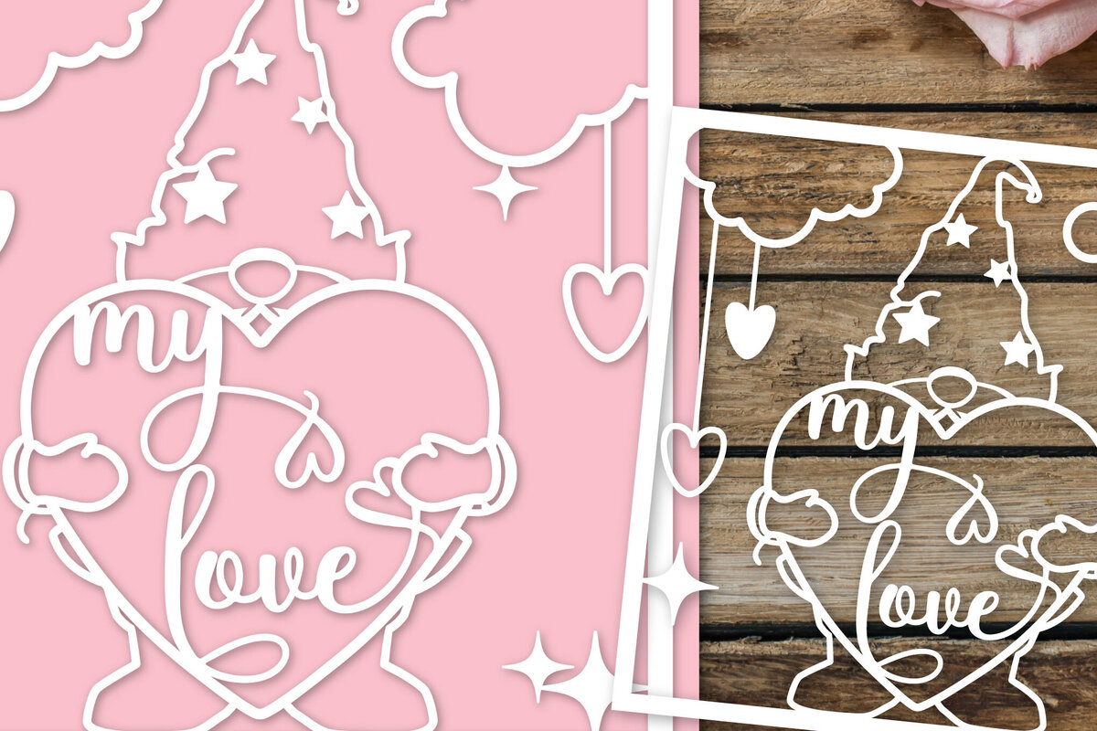 Intra απο ξύλο plywood 3mm-4mm πάχος –  κάρτας για την ημέρα του Αγίου Βαλεντίνου, Gnome Δίασταση  20x20 cm INTRAFABR-120040823