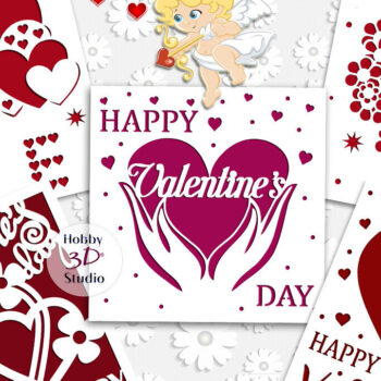 Intra απο ξύλο plywood 3mm-4mm πάχος – Πακέτο καρτών για την ημέρα του Αγίου Βαλεντίνου Δίασταση  20x20 cm INTRAFABR-90179961 - Image 1