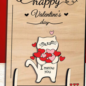 Intra απο ξύλο plywood 3mm-4mm πάχος – Κάρτα αγάπης γάτας για την ημέρα του Αγίου Βαλεντίνου Σε νιαουρίζω Δίασταση  20x20 cm INTRAFABR-111991092