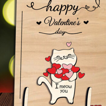 Intra απο ξύλο plywood 3mm-4mm πάχος – Κάρτα αγάπης γάτας για την ημέρα του Αγίου Βαλεντίνου Σε νιαουρίζω Δίασταση  20x20 cm INTRAFABR-111991092 - Image 3