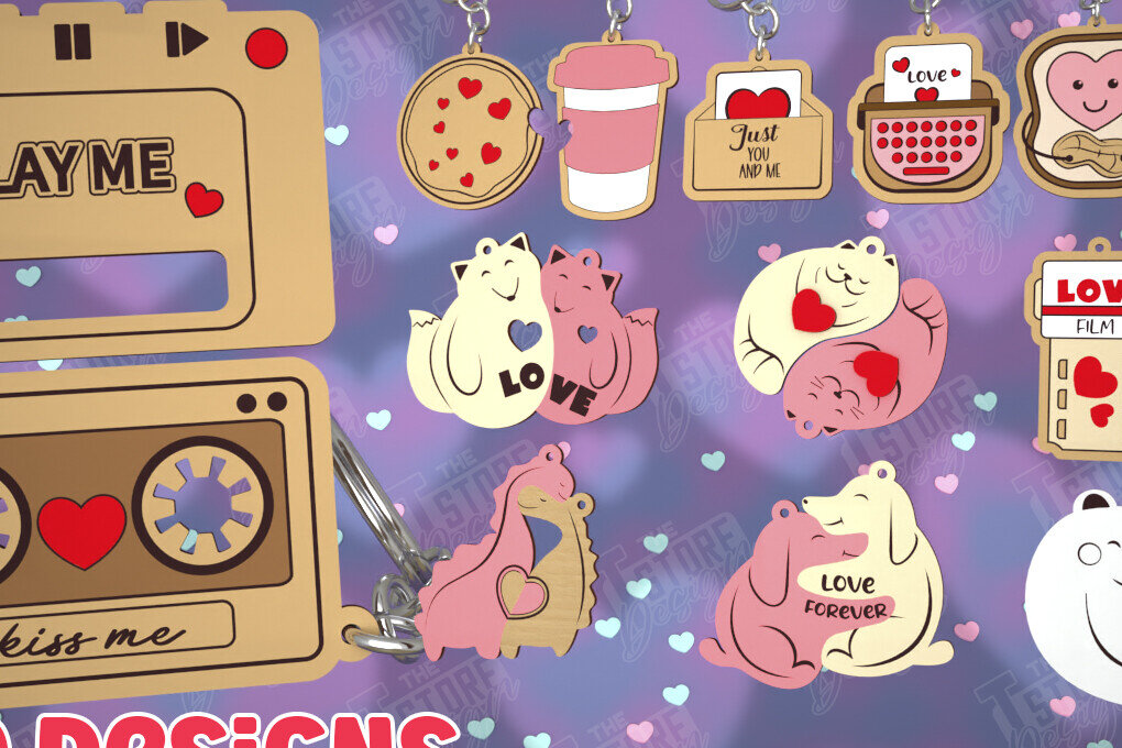 Intra απο ξύλο plywood 3mm-4mm πάχος – Πακέτο μπρελόκ για την ημέρα του Αγίου Βαλεντίνου Δίασταση  5x5 cm INTRAFABR-108899861