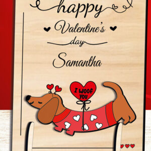 Intra απο ξύλο plywood 3mm-4mm πάχος – Κάρτα αγάπης Dachshund για την Ημέρα του Αγίου Βαλεντίνου Δίασταση  20x20 cm INTRAFABR-111991379