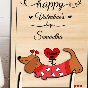 Intra απο ξύλο plywood 3mm-4mm πάχος – Κάρτα αγάπης Dachshund για την Ημέρα του Αγίου Βαλεντίνου Δίασταση  20x20 cm INTRAFABR-111991379 - Image 2