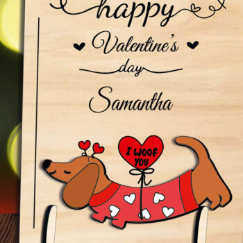 Intra απο ξύλο plywood 3mm-4mm πάχος – Κάρτα αγάπης Dachshund για την Ημέρα του Αγίου Βαλεντίνου Δίασταση  20x20 cm INTRAFABR-111991379 - Image 3