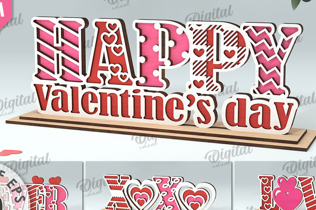 Intra απο ξύλο plywood 3mm-4mm πάχος – Διακόσμηση για την Ημέρα του Αγίου Βαλεντίνου Δέσμη κοπής με λέιζερ Δίασταση  20x20 cm INTRAFABR-113843643