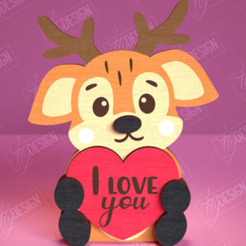 Intra απο ξύλο plywood 3mm-4mm πάχος – Ελάφια του Αγίου Βαλεντίνου | Ρομαντικό δώρο Δίασταση  20x20 cm INTRAFABR-113577277 - Image 1