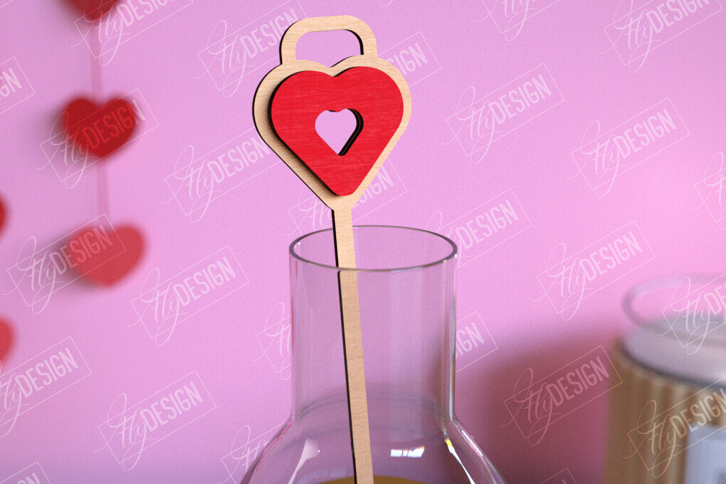 Intra απο ξύλο plywood 3mm-4mm πάχος – Αναδευτήρας ποτών για την ημέρα του Αγίου Βαλεντίνου | Αρχείο CNC Δίασταση  20x20 cm INTRAFABR-110118712