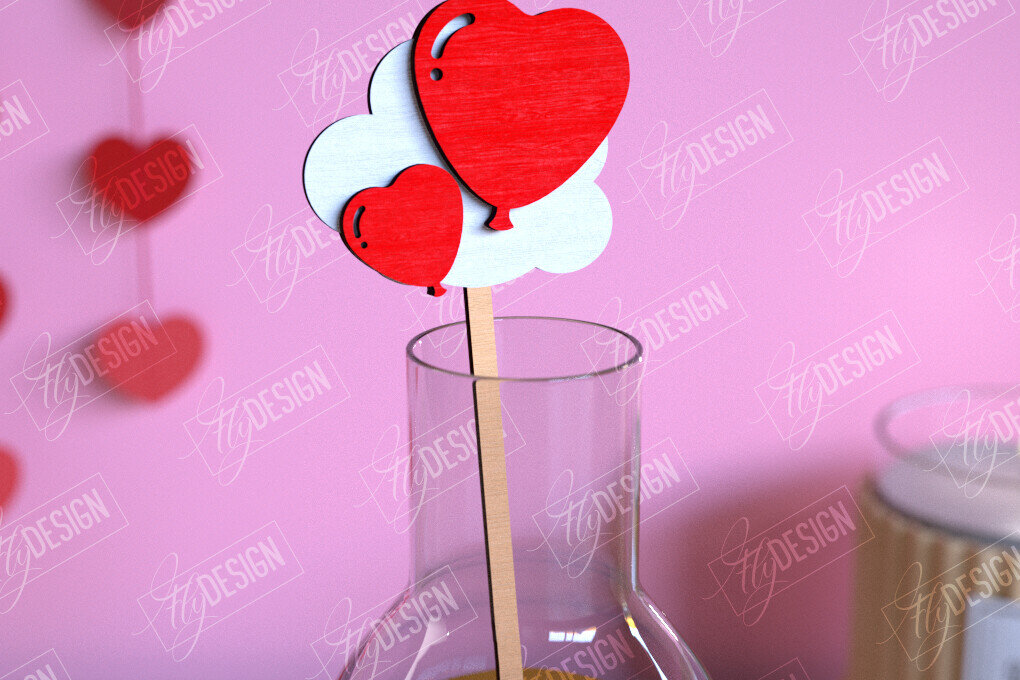 Intra απο ξύλο plywood 3mm-4mm πάχος – Αναδευτήρας ποτών για την ημέρα του Αγίου Βαλεντίνου | Αρχείο CNC Δίασταση  20x20 cm INTRAFABR-110118571