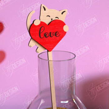 Intra απο ξύλο plywood 3mm-4mm πάχος – Αναδευτήρας ποτών για την ημέρα του Αγίου Βαλεντίνου | Αρχείο CNC Δίασταση  20x20 cm INTRAFABR-110118576 - Image 1