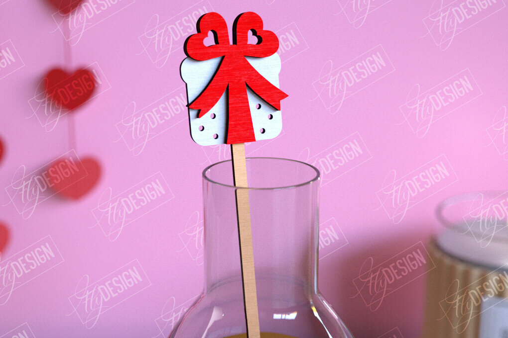 Intra απο ξύλο plywood 3mm-4mm πάχος – Αναδευτήρας ποτών για την ημέρα του Αγίου Βαλεντίνου | Αρχείο CNC Δίασταση  20x20 cm INTRAFABR-110118595