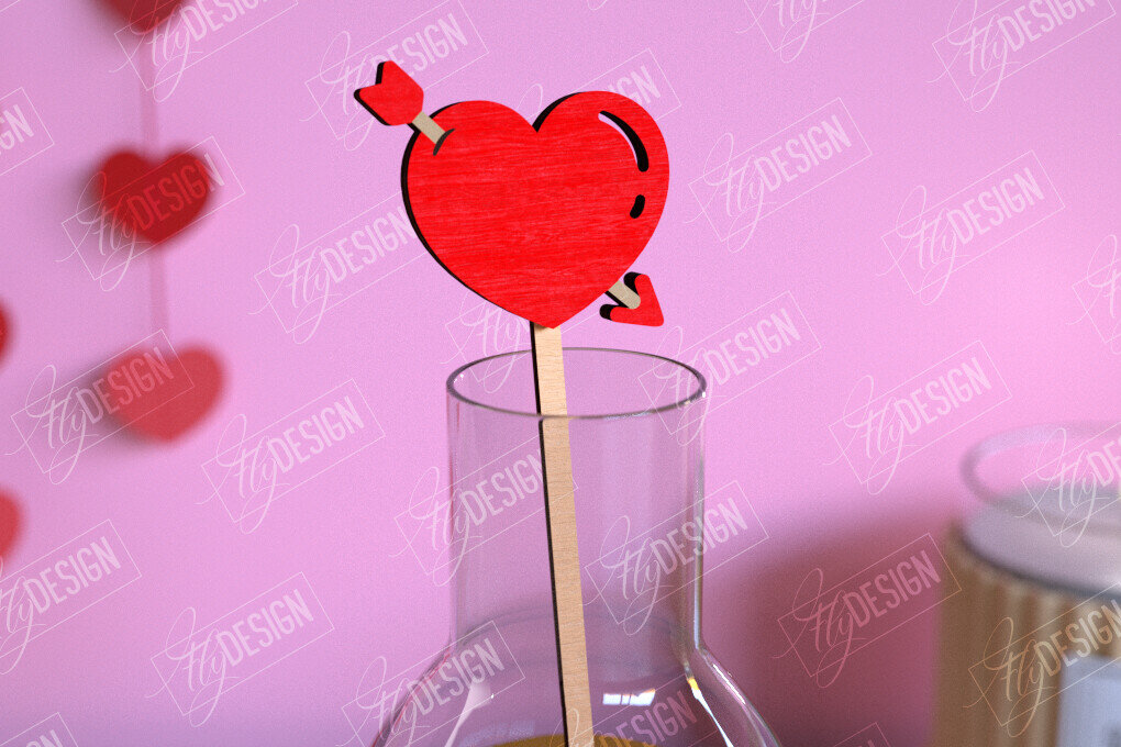 Intra απο ξύλο plywood 3mm-4mm πάχος – Αναδευτήρας ποτών για την ημέρα του Αγίου Βαλεντίνου | Αρχείο CNC Δίασταση  20x20 cm INTRAFABR-110118606