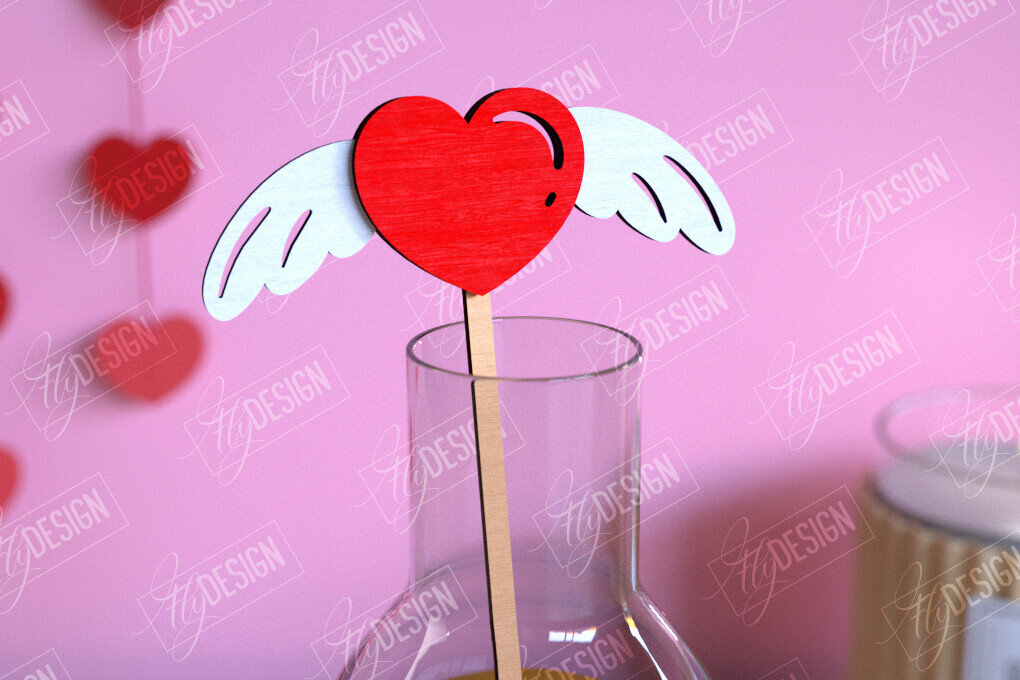 Intra απο ξύλο plywood 3mm-4mm πάχος – Αναδευτήρας ποτών για την ημέρα του Αγίου Βαλεντίνου | Αρχείο CNC Δίασταση  20x20 cm INTRAFABR-110118645