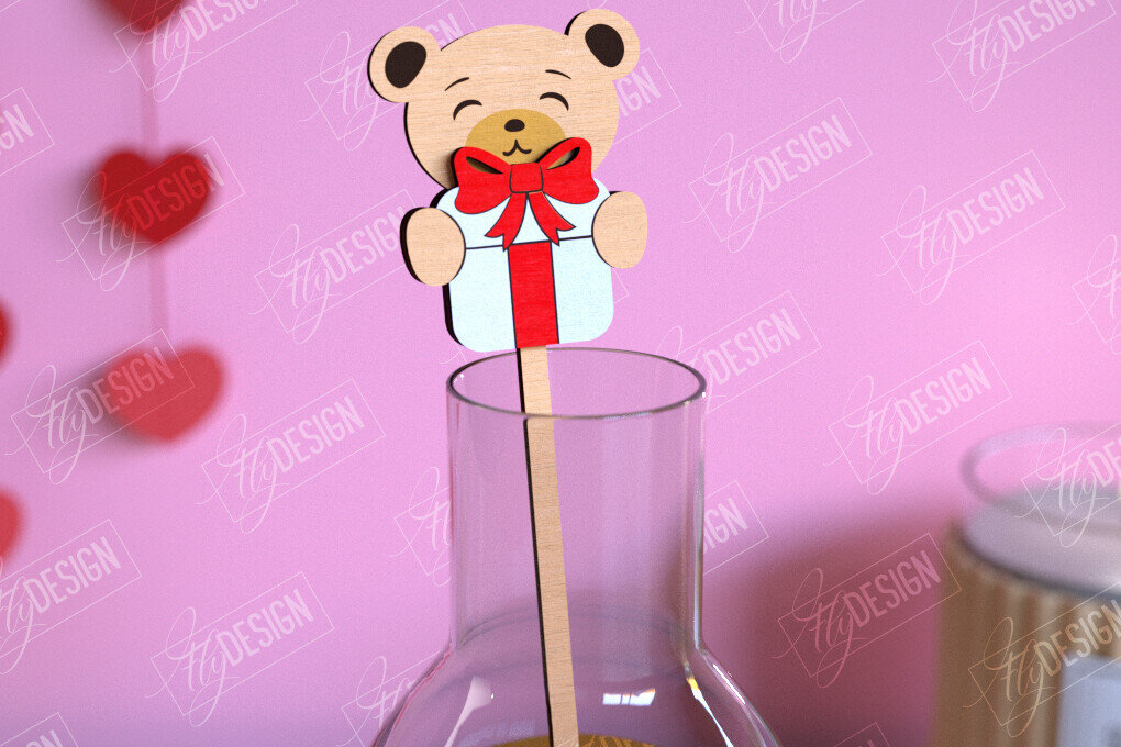 Intra απο ξύλο plywood 3mm-4mm πάχος – Αναδευτήρας ποτών για την ημέρα του Αγίου Βαλεντίνου | Αρχείο CNC Δίασταση  20x20 cm INTRAFABR-110118671