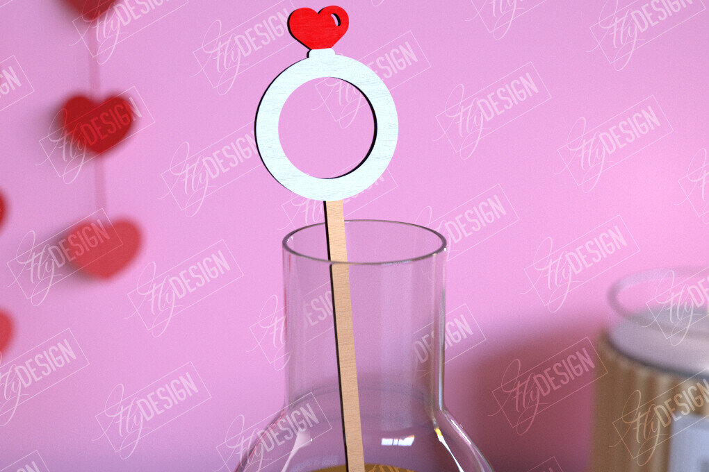 Intra απο ξύλο plywood 3mm-4mm πάχος – Αναδευτήρας ποτών για την ημέρα του Αγίου Βαλεντίνου | Αρχείο CNC Δίασταση  20x20 cm INTRAFABR-110118547