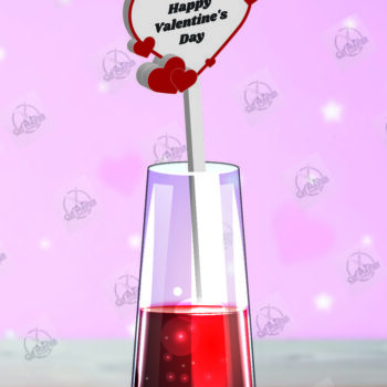 Intra απο ξύλο plywood 3mm-4mm πάχος – Κοπή λέιζερ με αναδευτήρα ροφήματος για την ημέρα του Αγίου Βαλεντίνου Δίασταση  20x20 cm INTRAFABR-110393607 - Image 2