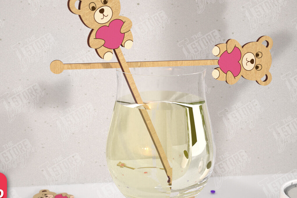 Intra απο ξύλο plywood 3mm-4mm πάχος – Αναδευτήρες ποτών για την ημέρα του Αγίου Βαλεντίνου | CNC Δίασταση  20x20 cm INTRAFABR-110327576