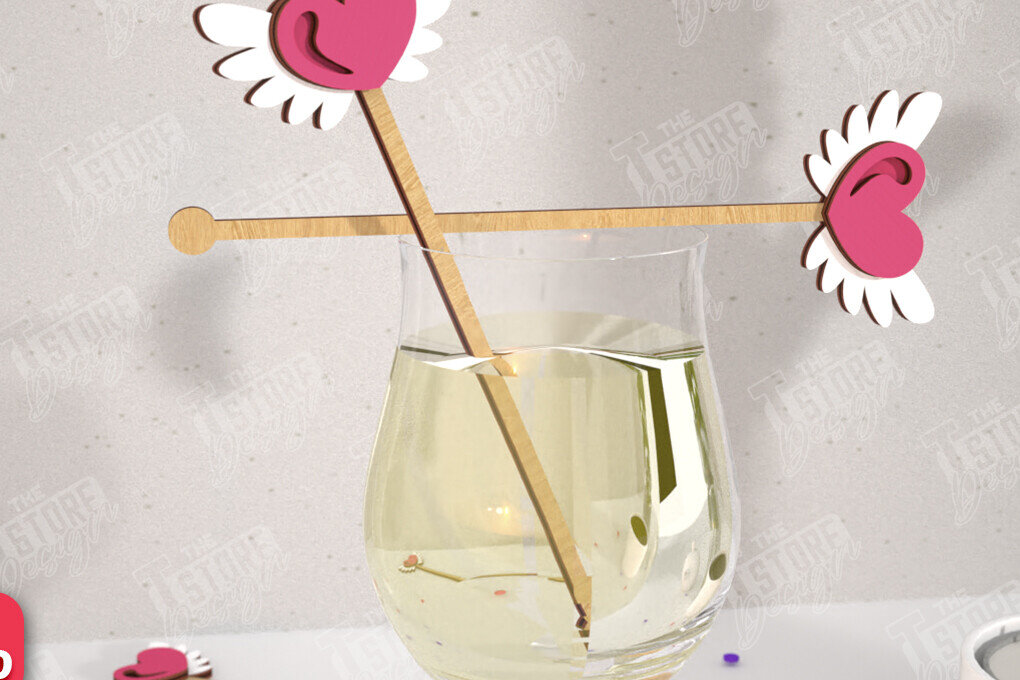 Intra απο ξύλο plywood 3mm-4mm πάχος – Αναδευτήρες ποτών για την ημέρα του Αγίου Βαλεντίνου | CNC Δίασταση  20x20 cm INTRAFABR-110327580