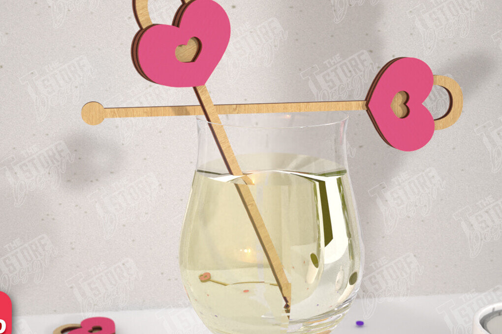 Intra απο ξύλο plywood 3mm-4mm πάχος – Αναδευτήρες ποτών για την ημέρα του Αγίου Βαλεντίνου | CNC Δίασταση  20x20 cm INTRAFABR-110327583