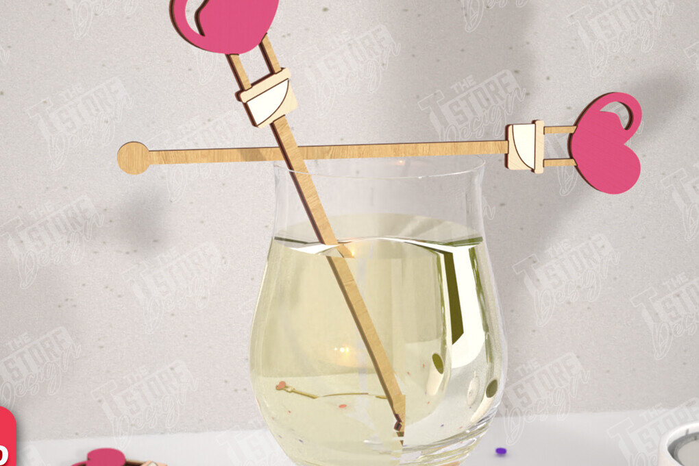 Intra απο ξύλο plywood 3mm-4mm πάχος – Αναδευτήρες ποτών για την ημέρα του Αγίου Βαλεντίνου | CNC Δίασταση  20x20 cm INTRAFABR-110327586