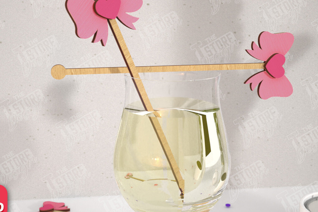 Intra απο ξύλο plywood 3mm-4mm πάχος – Αναδευτήρες ποτών για την ημέρα του Αγίου Βαλεντίνου | CNC Δίασταση  20x20 cm INTRAFABR-110327593