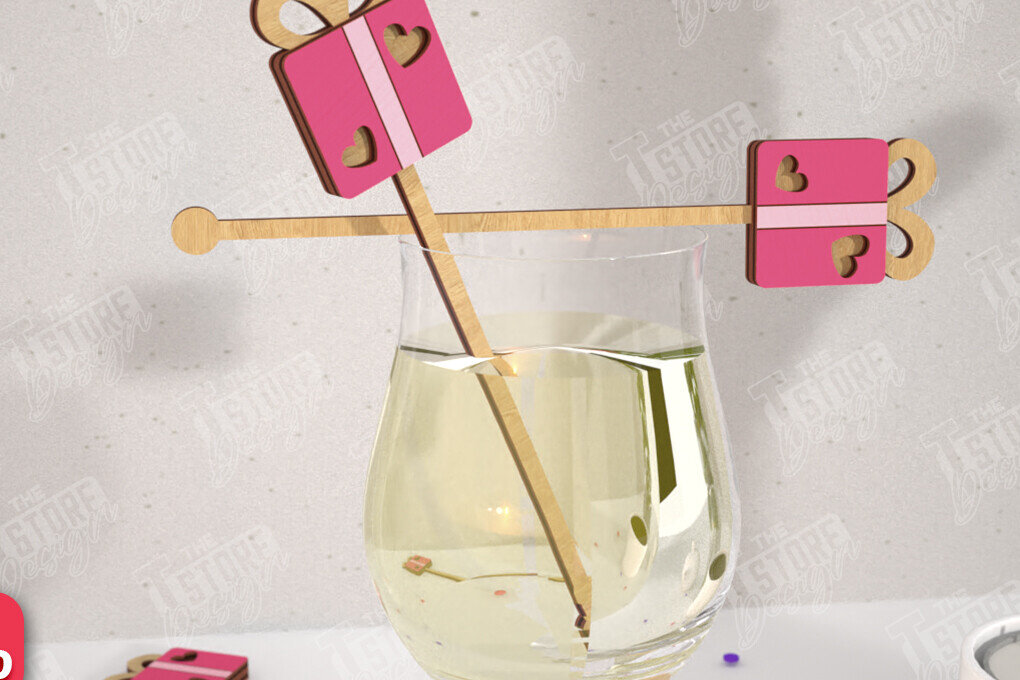 Intra απο ξύλο plywood 3mm-4mm πάχος – Αναδευτήρες ποτών για την ημέρα του Αγίου Βαλεντίνου | CNC Δίασταση  20x20 cm INTRAFABR-110327597