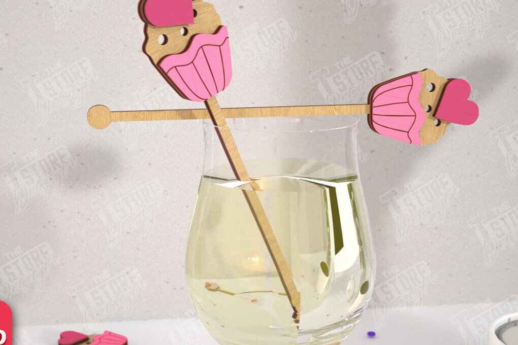 Intra απο ξύλο plywood 3mm-4mm πάχος – Αναδευτήρες ποτών για την ημέρα του Αγίου Βαλεντίνου | CNC Δίασταση  20x20 cm INTRAFABR-110327573