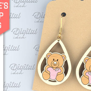 Intra απο ξύλο plywood 3mm-4mm πάχος – Σκουλαρίκια για την Ημέρα του Αγίου Βαλεντίνου Δίασταση  5x5 cm INTRAFABR-87753400