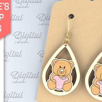 Intra απο ξύλο plywood 3mm-4mm πάχος – Σκουλαρίκια για την Ημέρα του Αγίου Βαλεντίνου Δίασταση  5x5 cm INTRAFABR-87753400 - Image 1