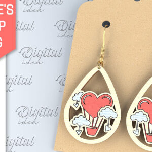 Intra απο ξύλο plywood 3mm-4mm πάχος – Σκουλαρίκια για την Ημέρα του Αγίου Βαλεντίνου Δίασταση  5x5 cm INTRAFABR-87753443