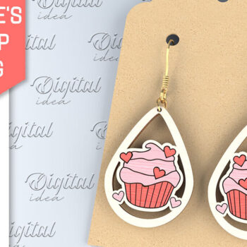 Intra απο ξύλο plywood 3mm-4mm πάχος – Σκουλαρίκια για την Ημέρα του Αγίου Βαλεντίνου Δίασταση  5x5 cm INTRAFABR-87753723 - Image 1