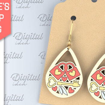 Intra απο ξύλο plywood 3mm-4mm πάχος – Σκουλαρίκια για την Ημέρα του Αγίου Βαλεντίνου Δίασταση  5x5 cm INTRAFABR-87753814 - Image 1