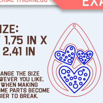 Intra απο ξύλο plywood 3mm-4mm πάχος – Πακέτο με σκουλαρίκια για την ημέρα του Αγίου Βαλεντίνου Δίασταση  5x5 cm INTRAFABR-87755452 - Image 2