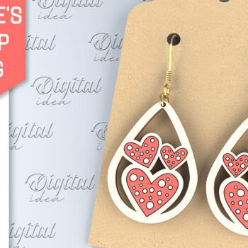 Intra απο ξύλο plywood 3mm-4mm πάχος – Πακέτο με σκουλαρίκια για την ημέρα του Αγίου Βαλεντίνου Δίασταση  5x5 cm INTRAFABR-87755452 - Image 3