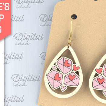 Intra απο ξύλο plywood 3mm-4mm πάχος – Πακέτο με σκουλαρίκια για την ημέρα του Αγίου Βαλεντίνου Δίασταση  5x5 cm INTRAFABR-87755452 - Image 4