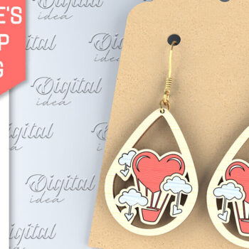 Intra απο ξύλο plywood 3mm-4mm πάχος – Πακέτο με σκουλαρίκια για την ημέρα του Αγίου Βαλεντίνου Δίασταση  5x5 cm INTRAFABR-87755452 - Image 7