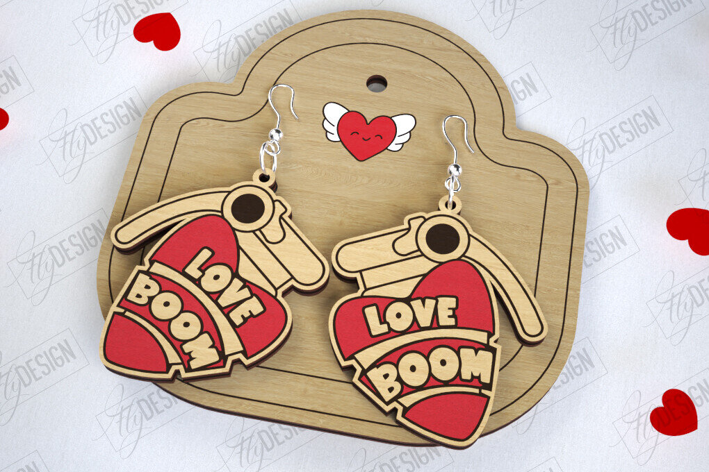 Intra απο ξύλο plywood 3mm-4mm πάχος – Σκουλαρίκια του Αγίου Βαλεντίνου | Αξεσουάρ Δίασταση  5x5 cm INTRAFABR-113775924