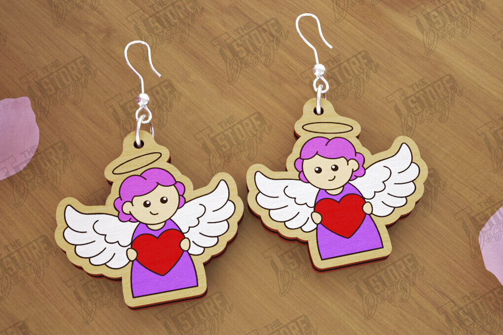 Intra απο ξύλο plywood 3mm-4mm πάχος – Σκουλαρίκια του Αγίου Βαλεντίνου | Αξεσουάρ Δίασταση  5x5 cm INTRAFABR-112528187