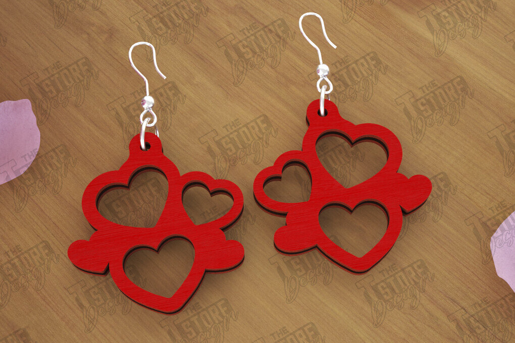 Intra απο ξύλο plywood 3mm-4mm πάχος – Σκουλαρίκια του Αγίου Βαλεντίνου | Αξεσουάρ Δίασταση  5x5 cm INTRAFABR-112528205