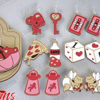 Intra απο ξύλο plywood 3mm-4mm πάχος – Πακέτο με σκουλαρίκια για την ημέρα του Αγίου Βαλεντίνου | Δώρο Δίασταση  5x5 cm INTRAFABR-113775977 - Image 1