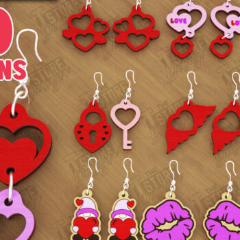 Intra απο ξύλο plywood 3mm-4mm πάχος – Πακέτο με σκουλαρίκια για την ημέρα του Αγίου Βαλεντίνου | Δώρο Δίασταση  5x5 cm INTRAFABR-112528331 - Image 1