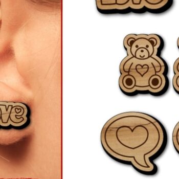 Intra απο ξύλο plywood 3mm-4mm πάχος – Αρχείο κοπής με λέιζερ σκουλαρίκια για την ημέρα του Αγίου Βαλεντίνου Δίασταση  5x5 cm INTRAFABR-55746266 - Image 2