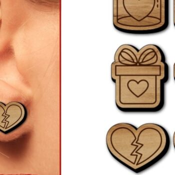 Intra απο ξύλο plywood 3mm-4mm πάχος – Αρχείο κοπής με λέιζερ σκουλαρίκια για την ημέρα του Αγίου Βαλεντίνου Δίασταση  5x5 cm INTRAFABR-55746266 - Image 4